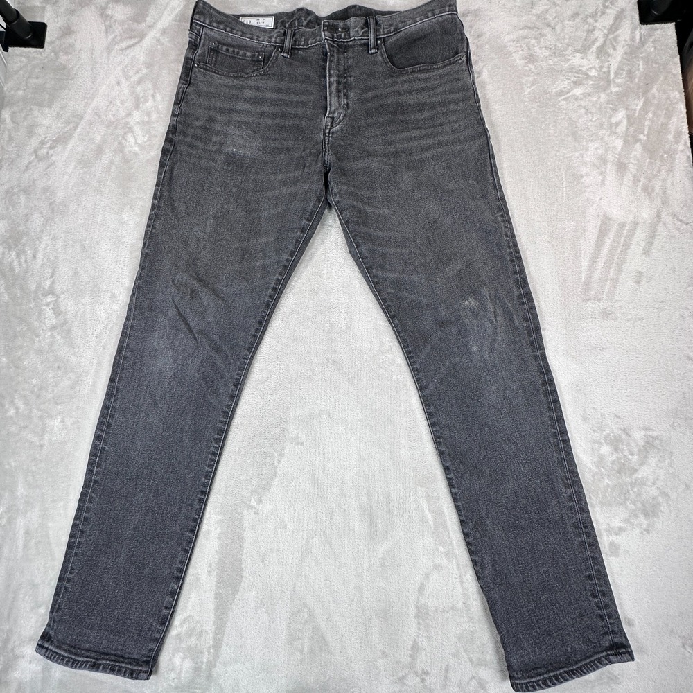 Gap 365 Temp Jeans Mens 36x34 Gray Denim Cotton Stretch Slim Fit Straight Leg
